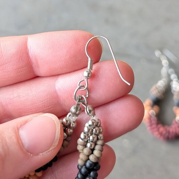 Set of Three Brown Tone Teardrop Dangle Earrings - Picture 7 of 12